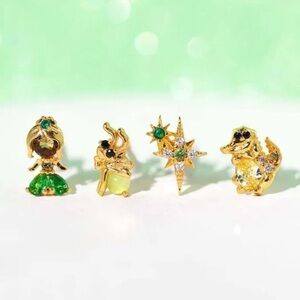 Disney Princess and the frog Earrings Set Tiana gold crystal rhinestones